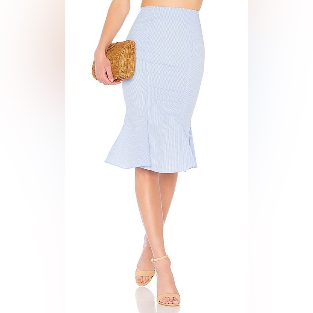 REVOLVE Majorelle Blue Gingham Check Plaid Midi Length Trumpet Skirt